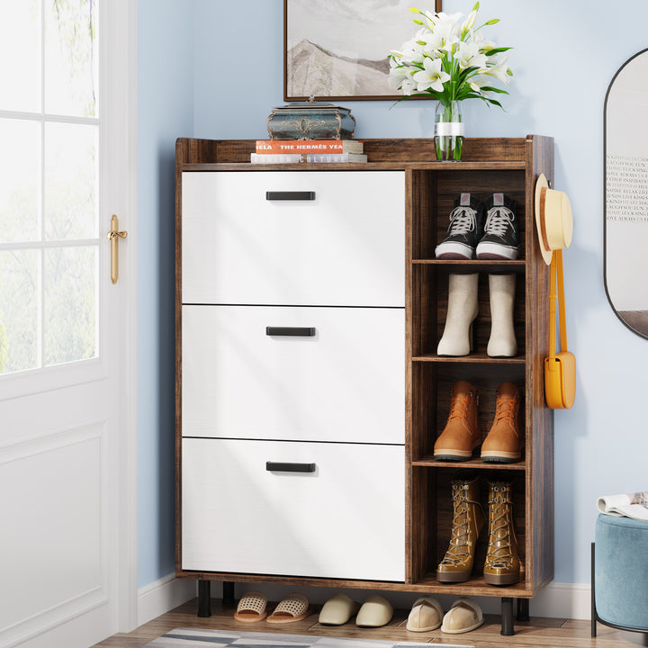 Shoe Cabinet with 3 Flip Drawers and 5 Shelves