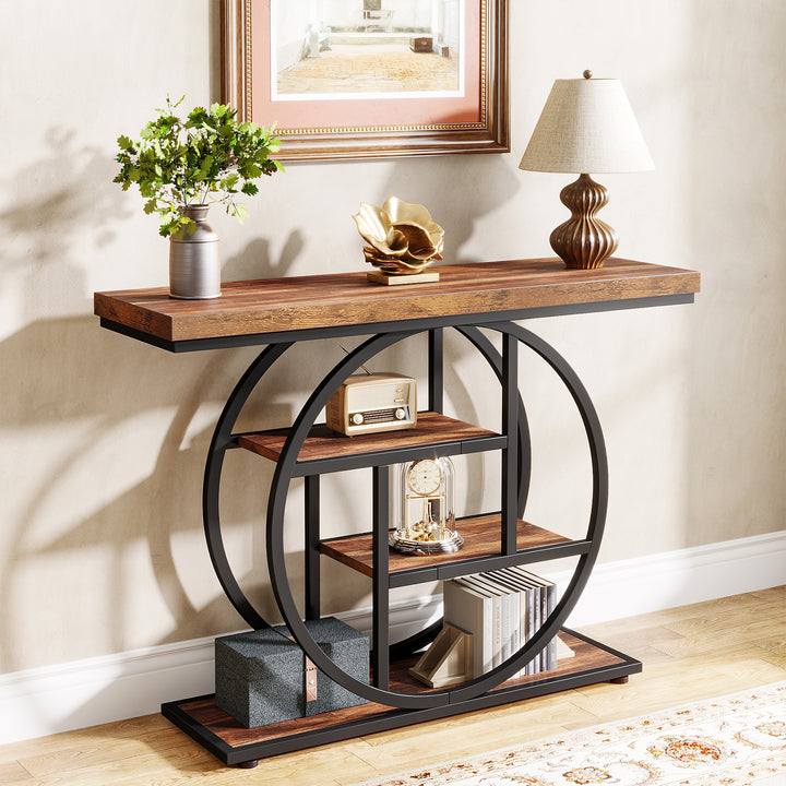 41.3" Console Table with 4-Tier Shelves