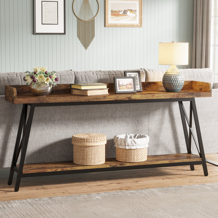 2-Tier Console Table Behind Couch