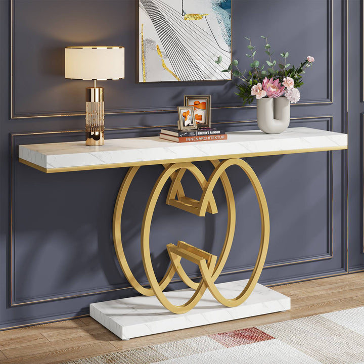 55" Narrow Console Table, Modern Sofa Accent Table for Hallway Tribesigns