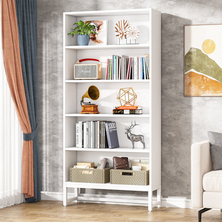 70.8" Bookcase with 5-Tier Storage Shelves