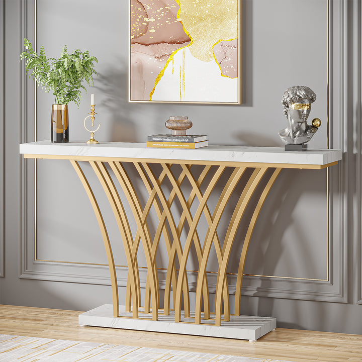 59" Faux Marble Console Table