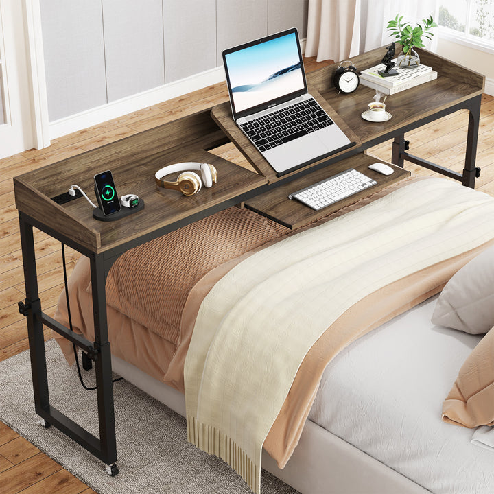 Adjustable Overbed Table with Wheels