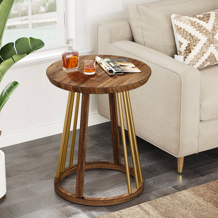 End Table, Round Side Table Bedside Table Sofa Side Table for Couch Tribesigns