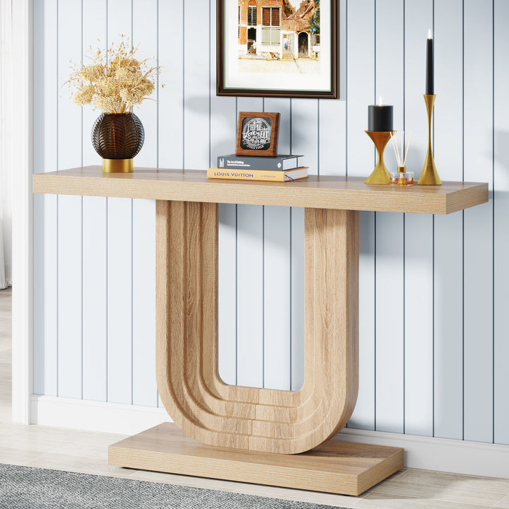 Farmhouse Console Table with Geometric Base