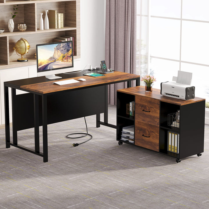 Tribesigns L-Shaped Desk, 55" Office Desk with 40" Mobile File Cabinet Tribesigns