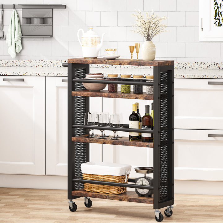 4-Tier Kitchen Storage Cart with Handle