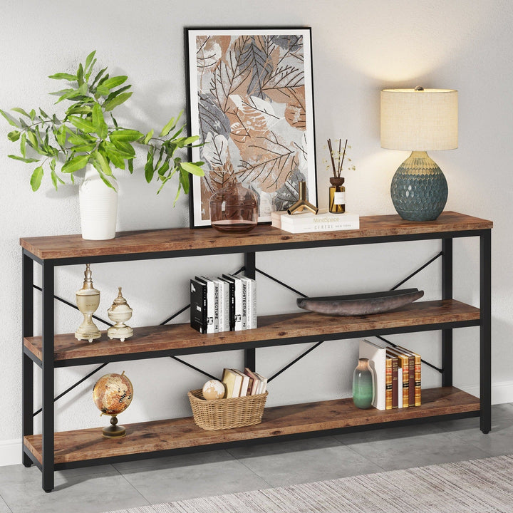 70.9" Console Table, 3-Tier Sofa Table with Metal Frame Tribesigns