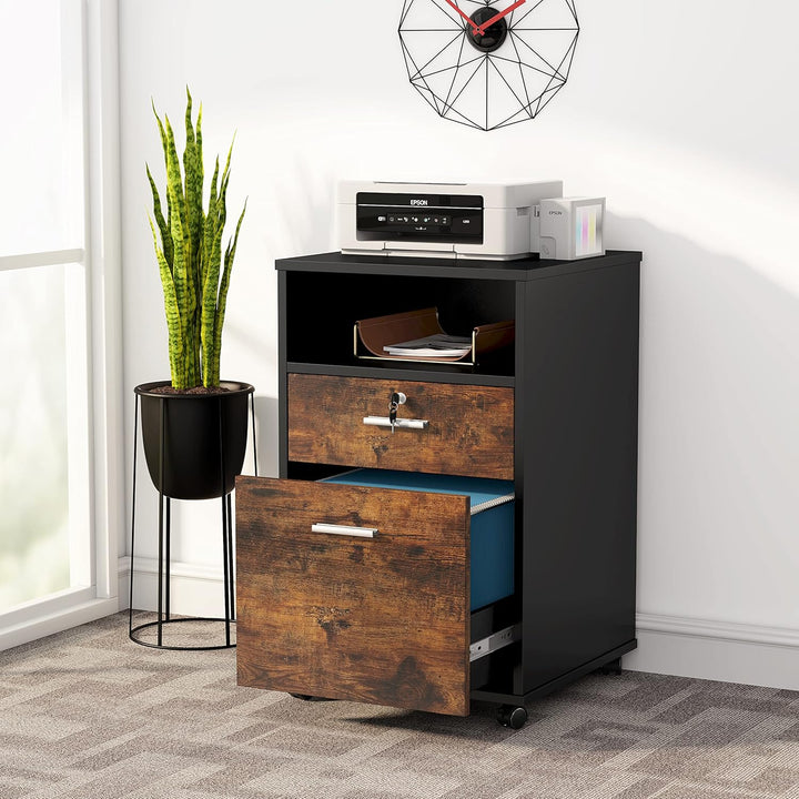 2-Drawer Mobile File Cabinet with Lock