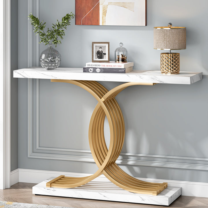 39.37" Console Table with Geometric Frame