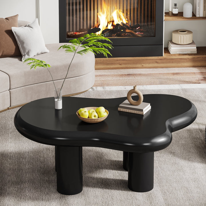 Cloud-Shaped Coffee Table, Modern Center Table with 4 Solid Legs Tribesigns