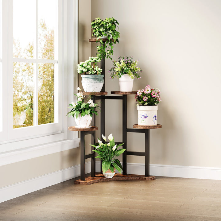 Corner Plant Stand Indoor, 6 Tiered Plant Shelf Flower Stand Tribesigns