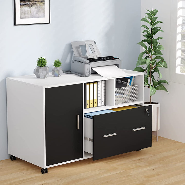 Mobile File Cabinet with Lock and Drawer